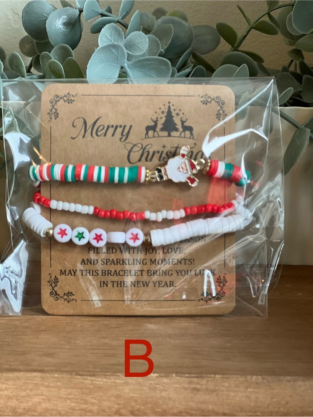 Merry Christmas Beaded Clay Bracelets, Various Designs, Choose One - Picture 2 of 6